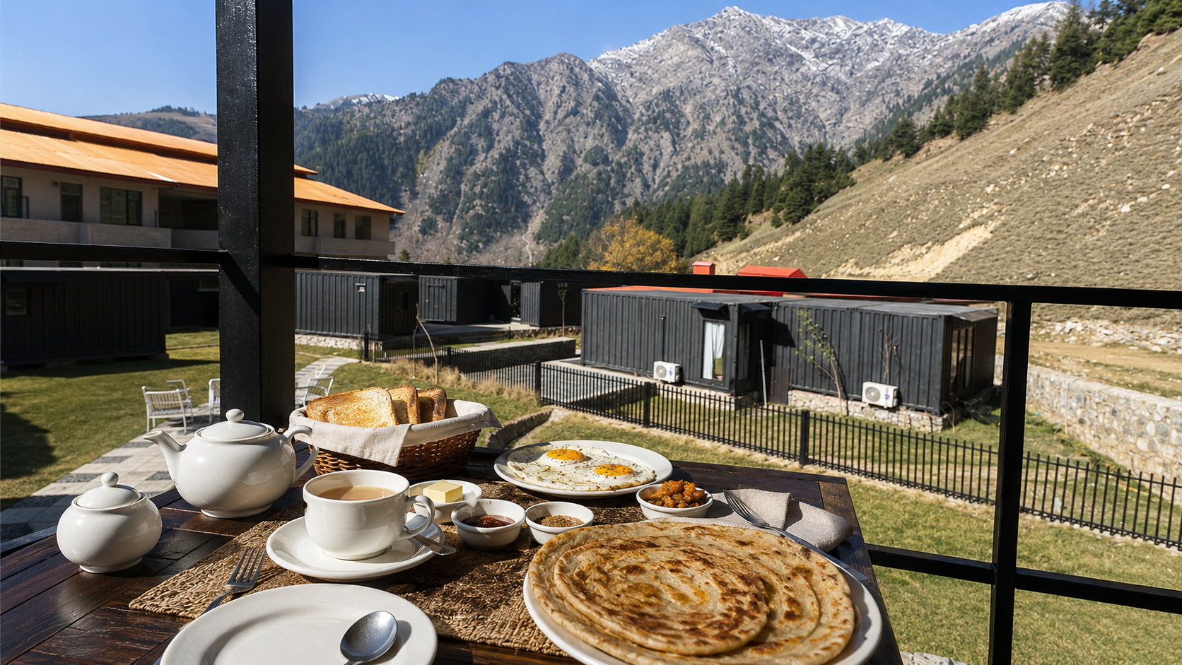 Slow mountain breakfast spread