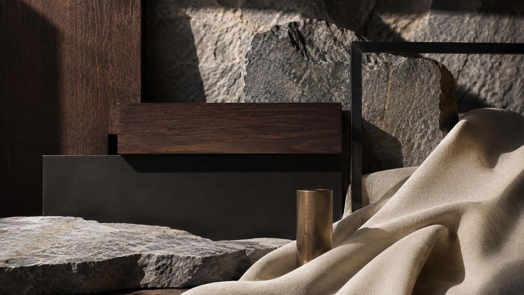 Stone black and bronze materials
